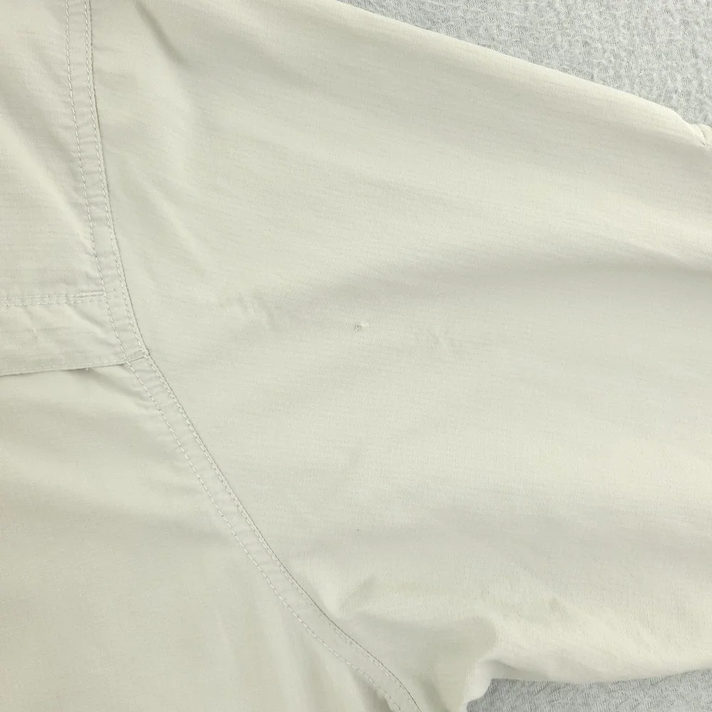 The North Face Shirt Mens 2XL Beige Solid Long Sleeve Button Up Outdoor Fishing